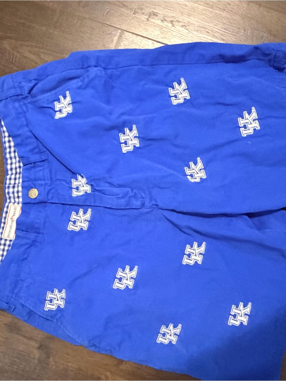 Penningtons Royal Blue UK Embroidered Logo Flat Front Shorts